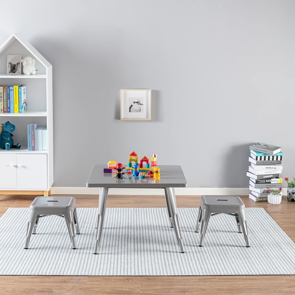 Harper & Hudson Kids Metal Stools, Gray