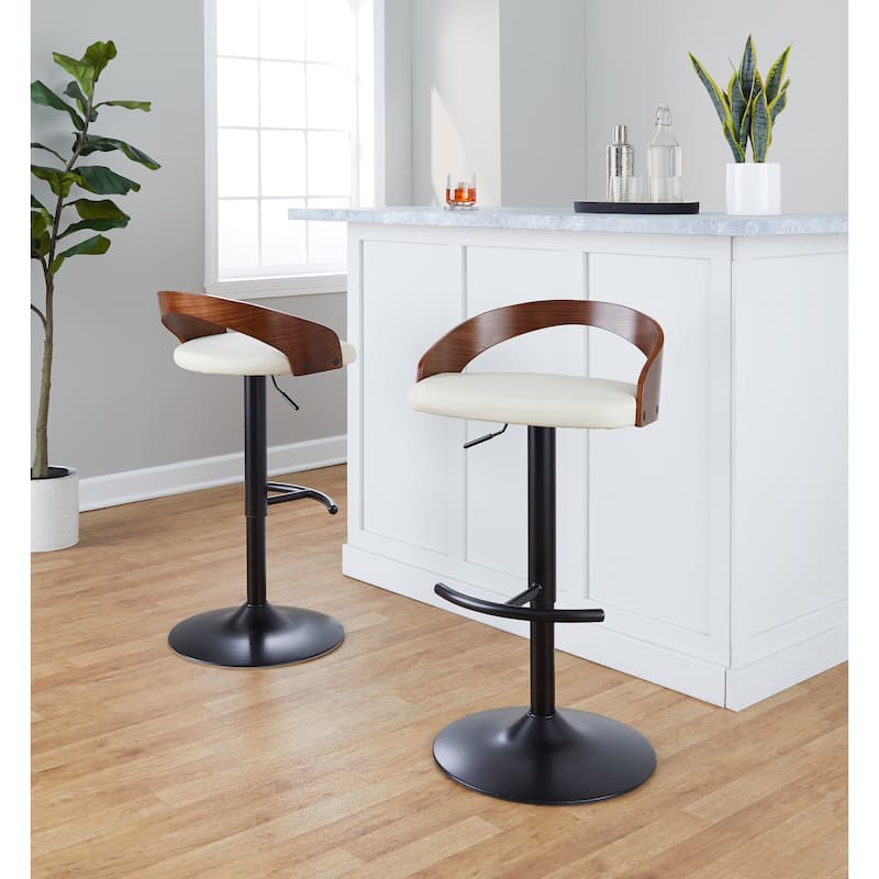 Grotto Adjustable Barstool with Black Base - N/A