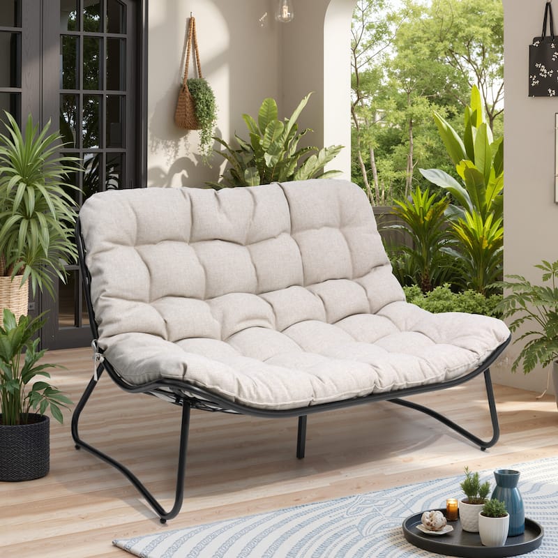 Pellebant Double Papasan Chair Loveseat with Cushion For Indoor Outdoor
