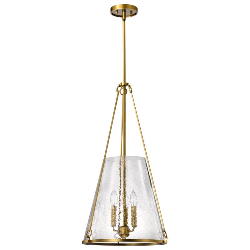 Valentine Large Pendant Vintage Brass Finish Hammered Glass - Vintage Brass