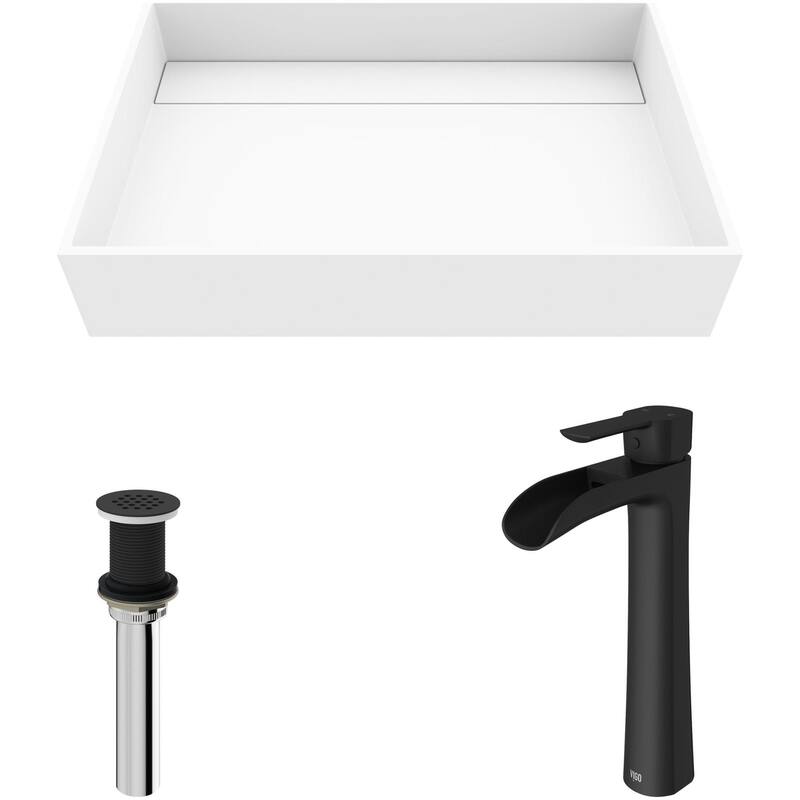 Vigo VGT2041 Montauk 23" Rectangular Stone Composite Vessel Bathroom