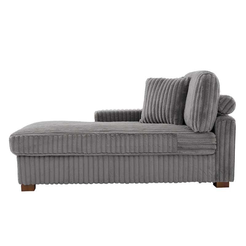 Plush Corduroy Chaise Armchair Modular Lounge Sectional Corner Sofa