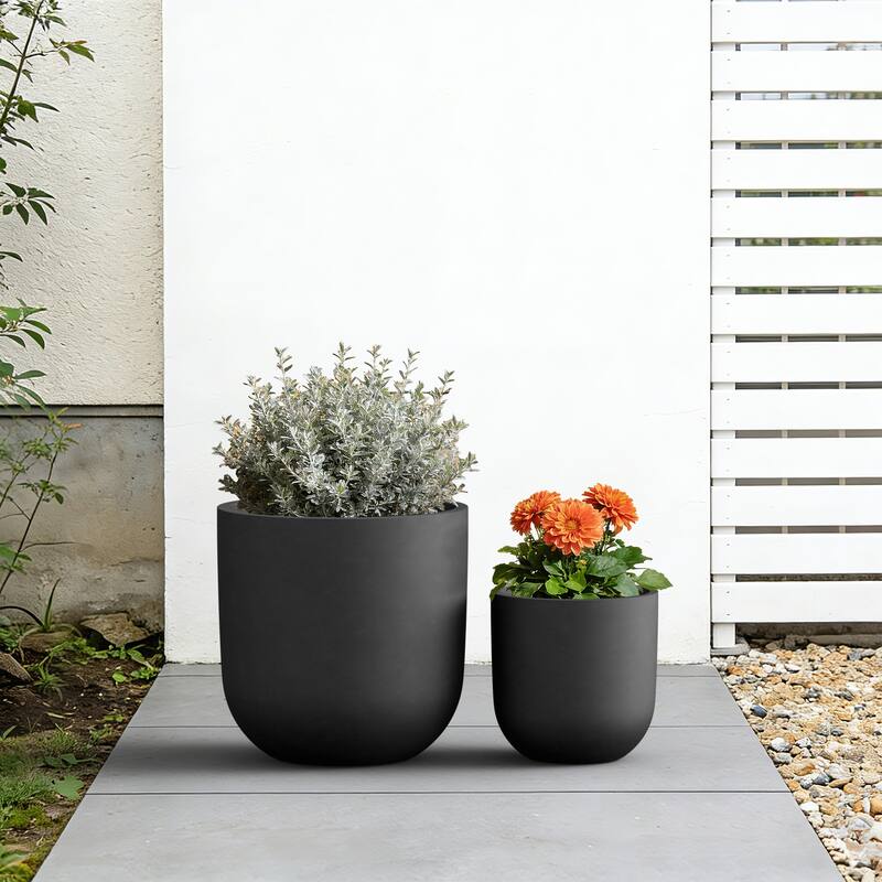 Upgraded Interior Concrete Round Planter with Drainage Holes