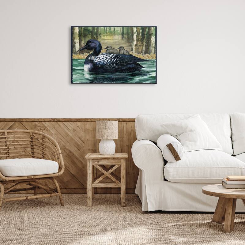 Stupell Loon Family on Lake Canvas Wall Art Design By Paul Brent