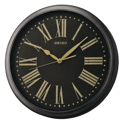 Splash Resist Indoor/Outdoor Wall Clock, Black - N/A