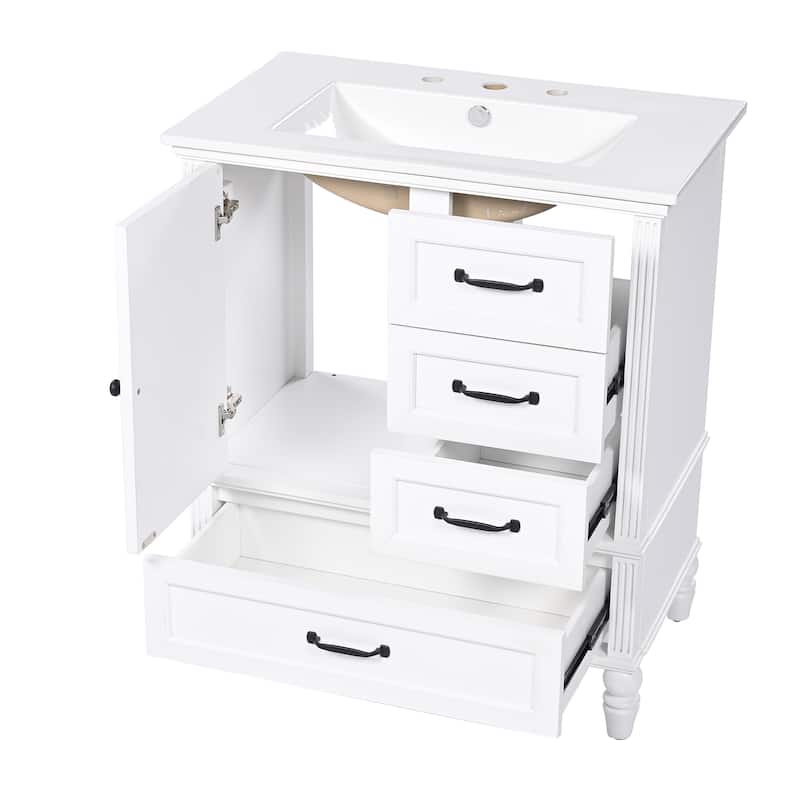 Christopher Knight Home Solvane 30" Bathroom Vanity with Ceramic Sink - 30.00" Lx 18.5" W x 34.4" H