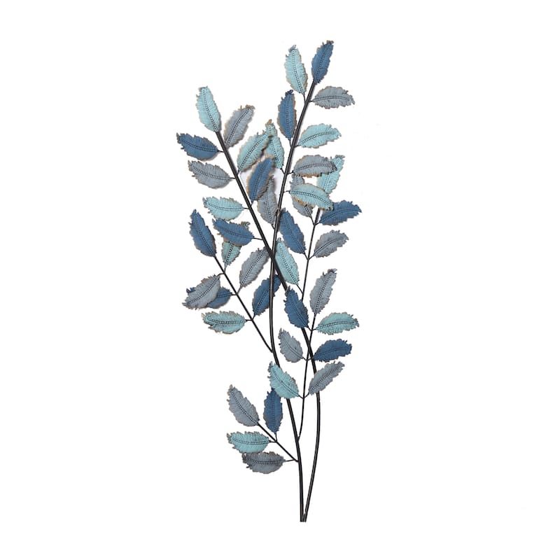 Metal Leaf Home Wall Decor - Blue - Roche River Decor