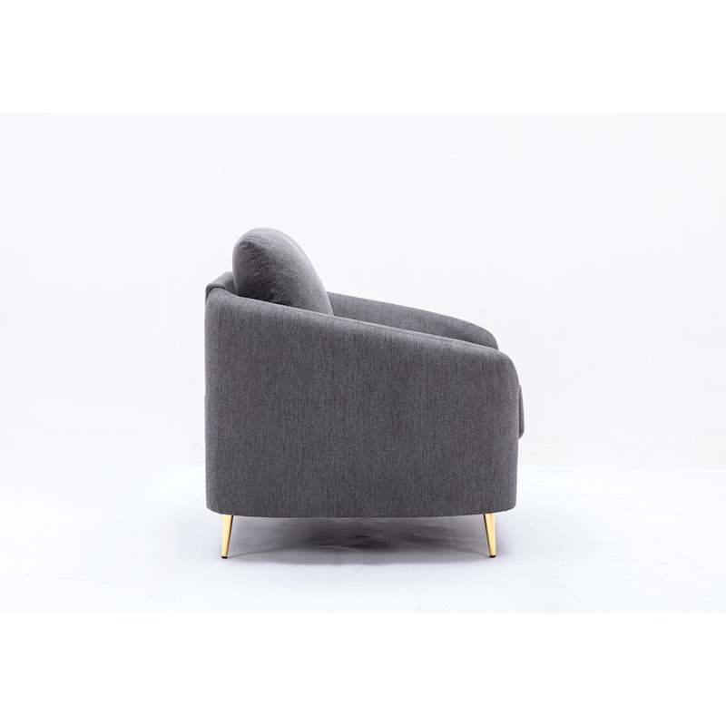 Linen Loveseat Sofa with Gold Metal Legs and Plush Seat Cushions