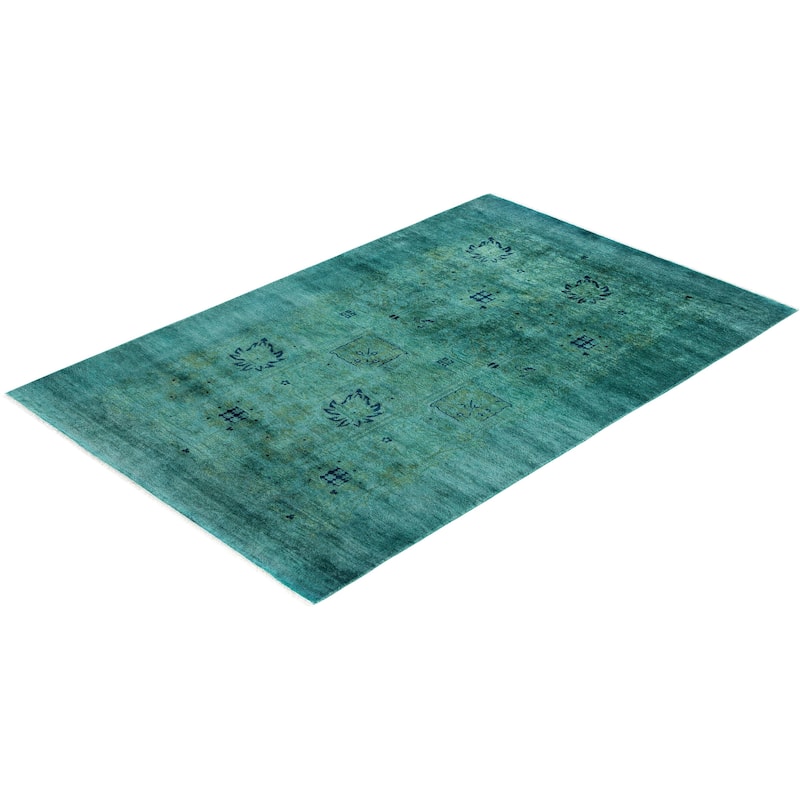 Overdyed One-of-a-Kind Hand-Knotted Area Rug - Green - 3' 10" x 5' 10"