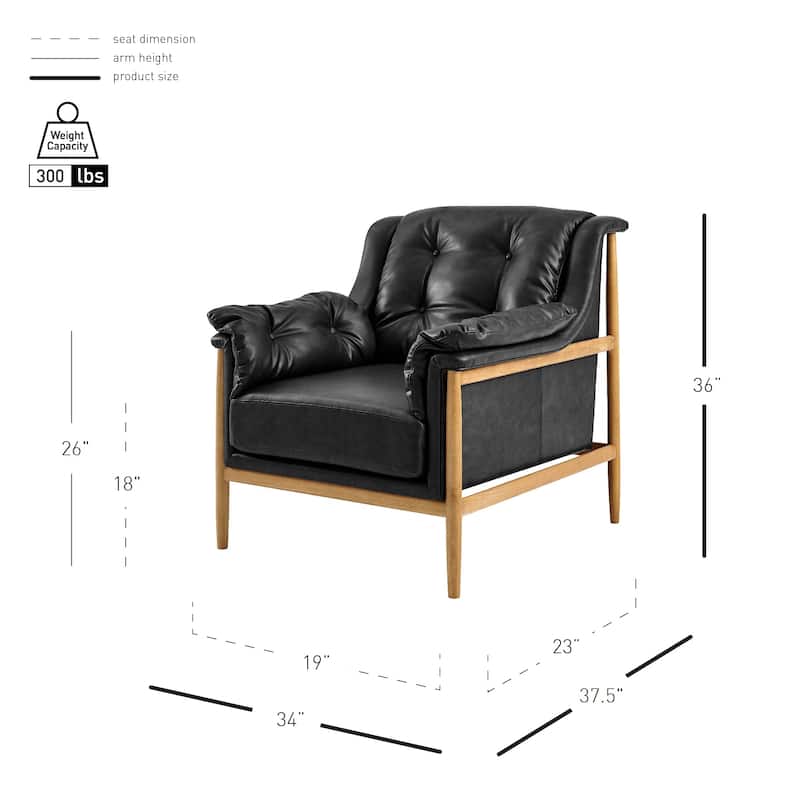 NPD Furniture Larry Faux Leather Tufted Accent Arm Chair