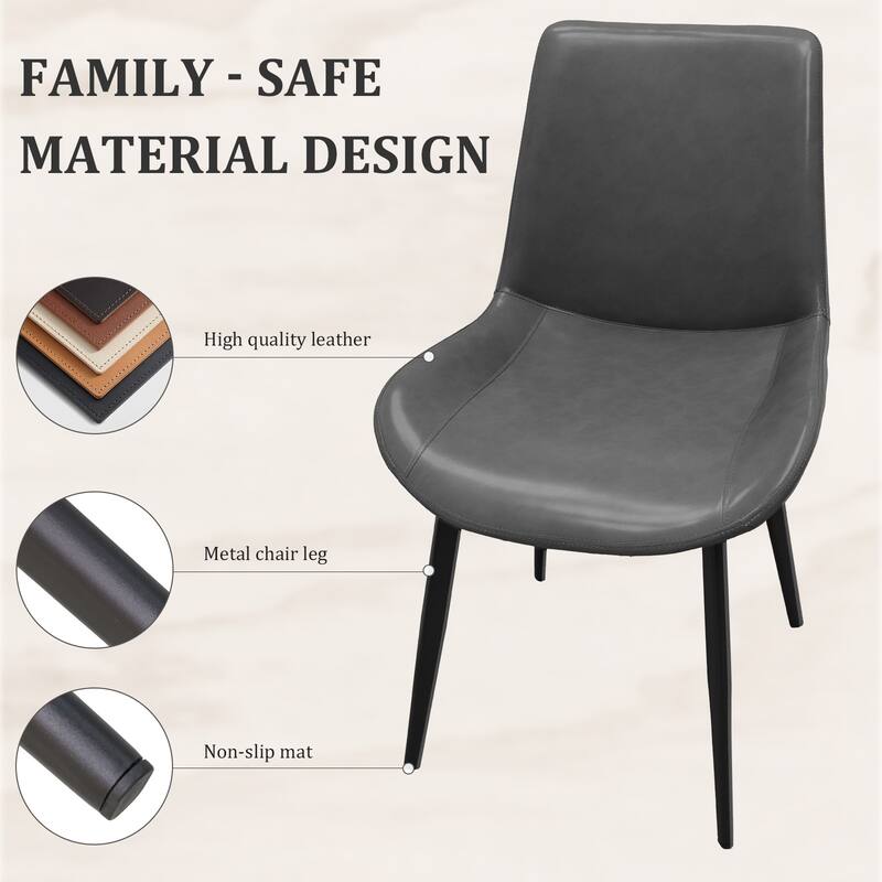 PU Leather Dining Chair with Metal Legs, Modern Upholstered Chair Set of 4 for Kitchen, Restaurant, Living, Meeting Room