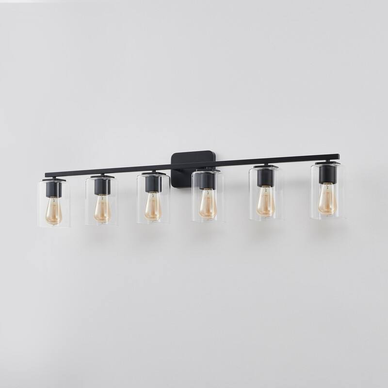 KAWOTI 6-Light Square Clear Glass Shade Vanity Light