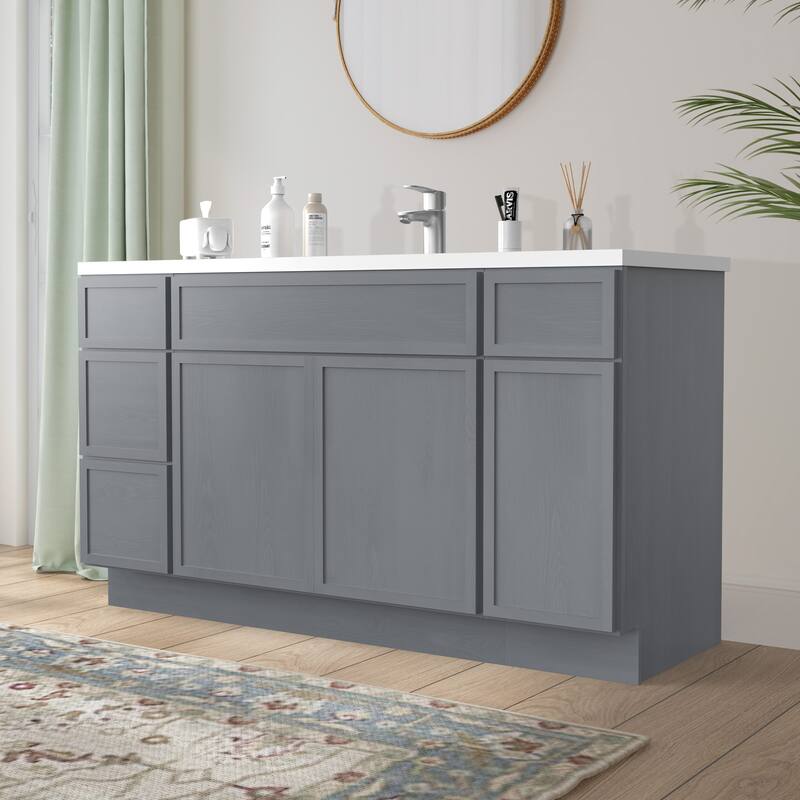 Vanity Art 63" Birch Freestanding Bathroom Vanity Cabinet without Top