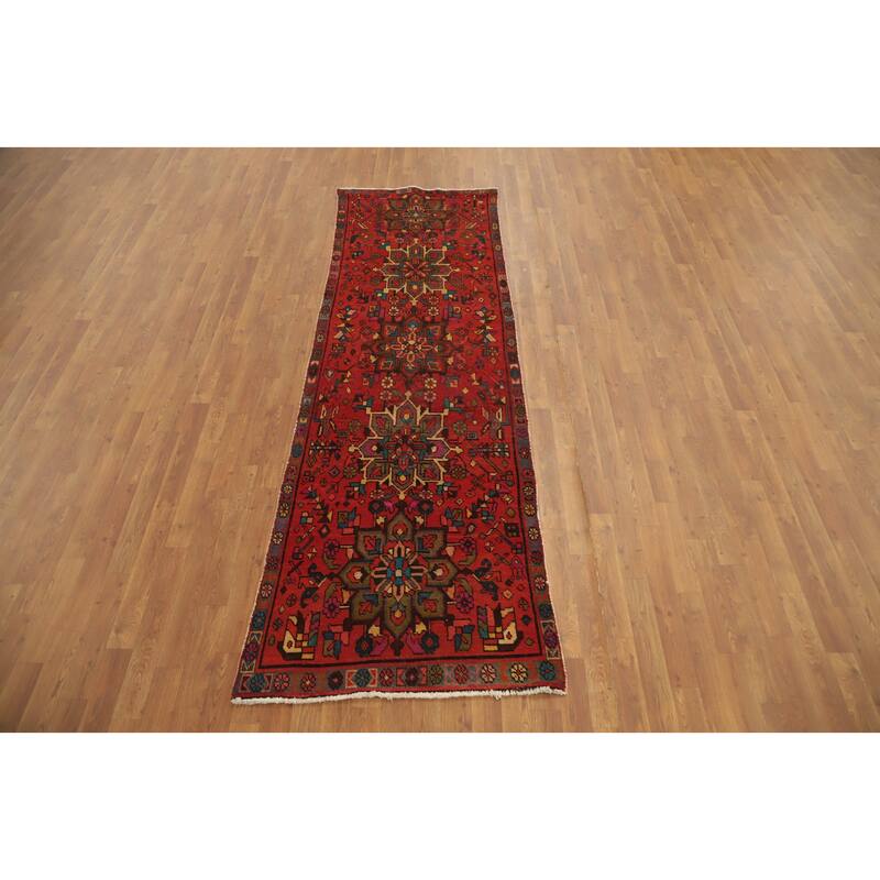 Hand Knotted Oriental 100% Wool Carpet Traditional Floral Oranges & Rust Tabriz Runner Rug - 9' 1'' X 2' 11''