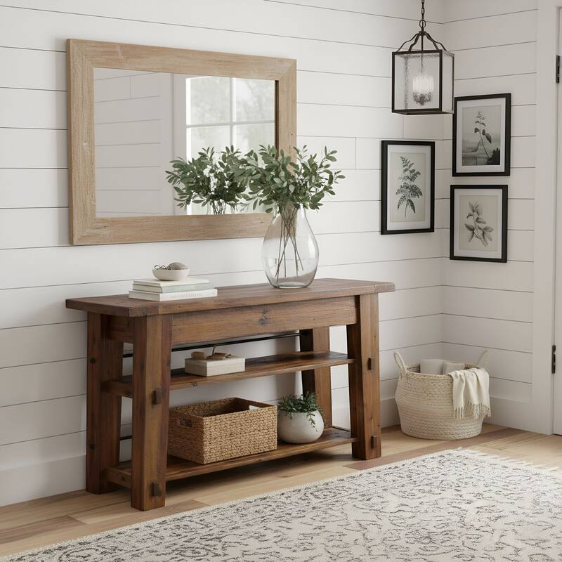 Carbon Loft Bahamondes Natural Solid Acacia Wood Console Table - Acacia