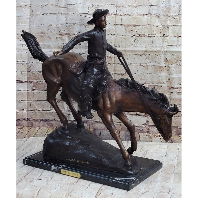 Frederic Remington Arizona Cowboy Bronze Sculpture Statue Western Americana 22 Inches X 26 Inches