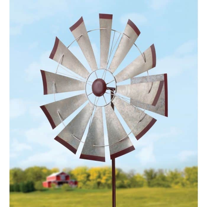 32 Wind Spinner - Galvanized Windmill - 32"x32"x85"