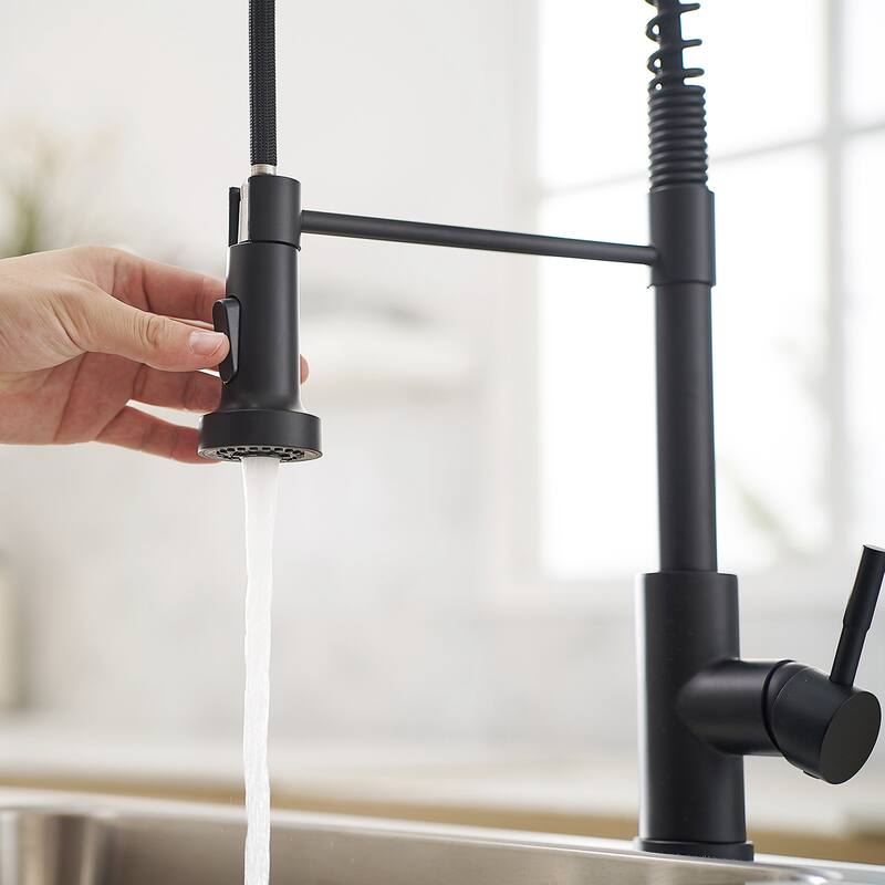 Matte Black and Brushed Nickel Single Handle Pull Out Sprayer Kitchen Faucet with Advanced Spray Kitchen Tap