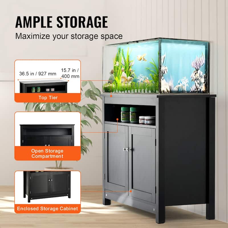 Aquarium Stand Reptile Tank Stand with Storage, Cabinet and Hardware Kit