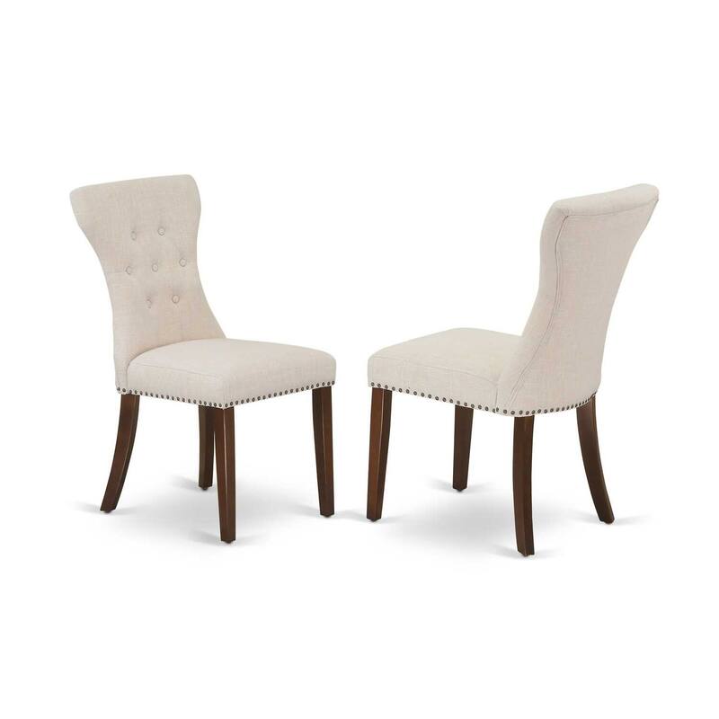 HomeStock 5-Piece Round Mahogany Finish Solid Wood Top Dining Table with 4 Parson Chair with Lattice Back