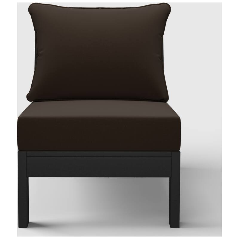 Birchwood All Weather HDPE Outdoor Patio Deep Seating Black Armless Chair With Cushions (1-Piece)