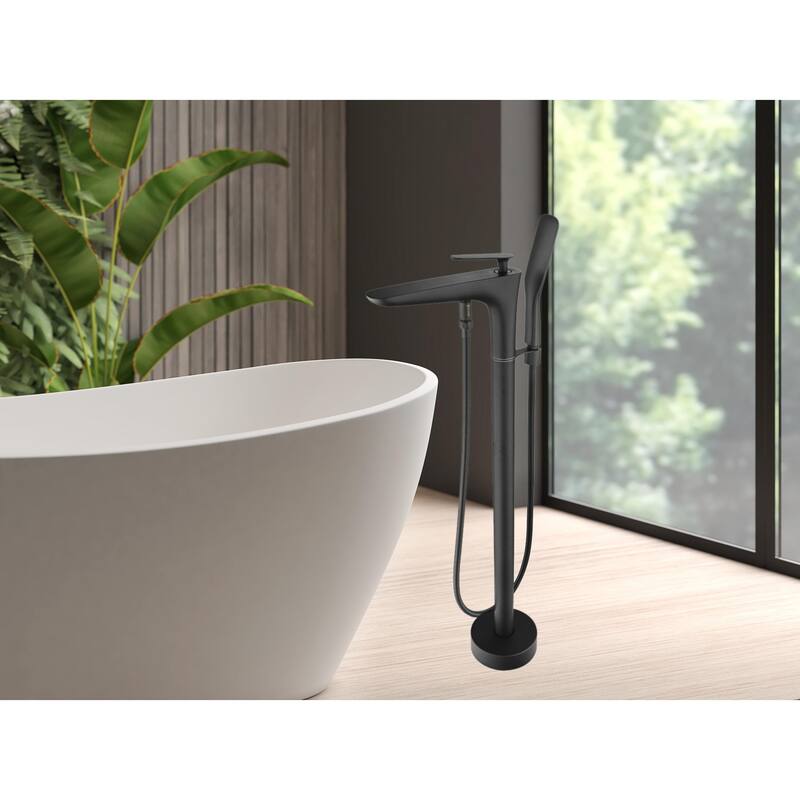 Pluto Triangle Head Tub Filler Faucet with Hand Shower