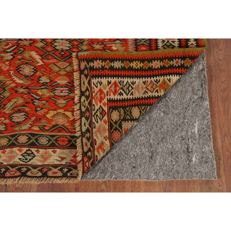 Vegetable Dye Kilim Senneh Antique Persian Rug Hand-Woven Wool Carpet - 4'2" x 6'10"
