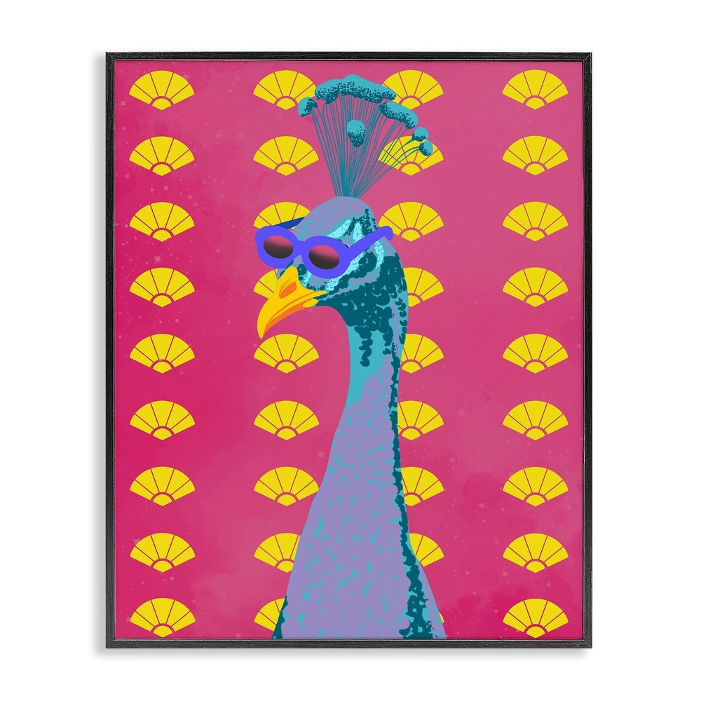 Stupell Vibrant Mod Peacock Framed Giclee Art Design By Marcus Prime