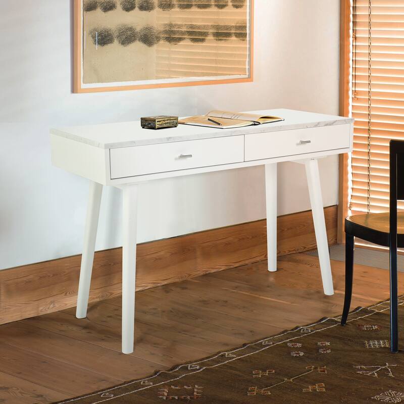 Versatile And Stylish Marble White Writing Desk To Elevate And Complete Any Space