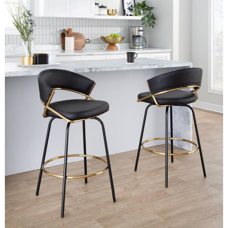 Silver Orchid Tatyana 26" Upholstered Counter Stool with Metal Legs (Set of 2)
