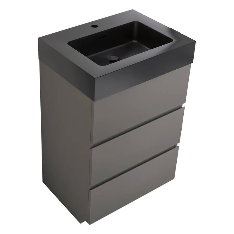 24"/30"/36" Freestanding Bathroom Vanity Set with Black Integrated Quartz Sand Sink
