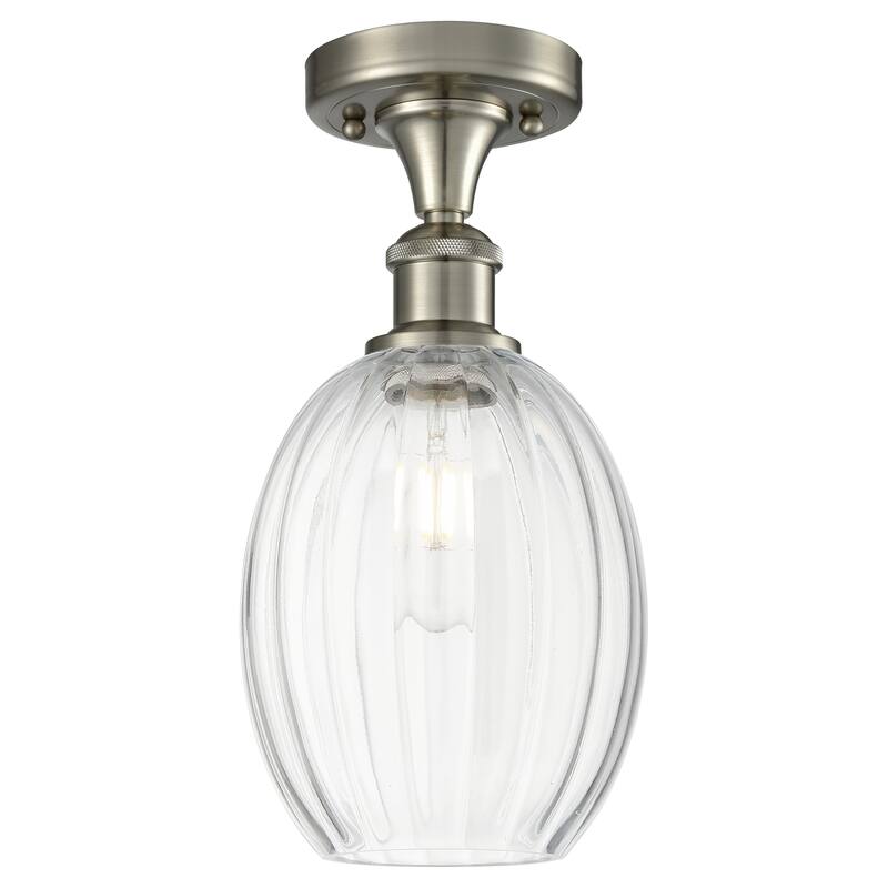 Innovations Lighting Endless Possibilities Ballston - Preston - 1 Light 6" Bulb Shade Semi-Flush Mount - Clear/Brushed Satin Nickel