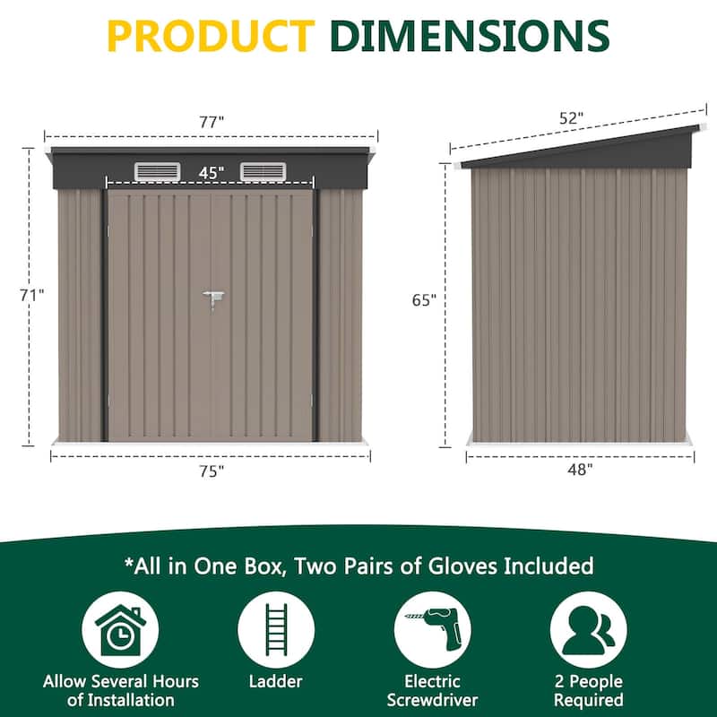 Upgrade 6 ft. W x 4 ft. D Galvanized Steel Outdoor Metal Storage Shed