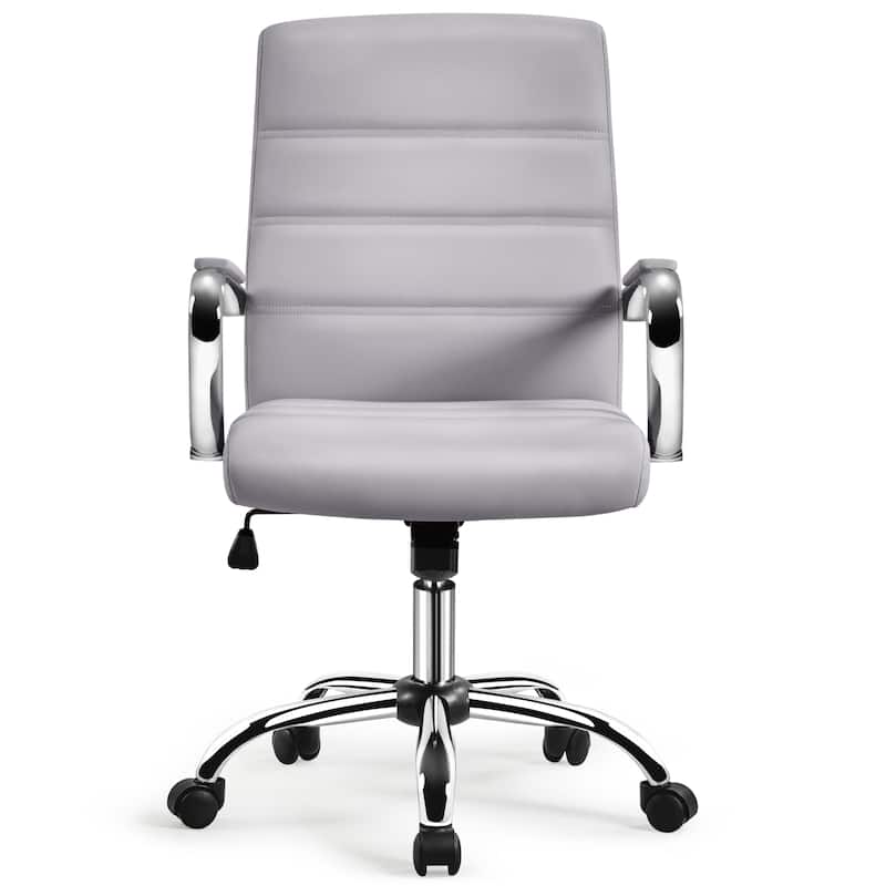 Yaheetech Adjustable Mid-Back Faux Leather Swivel Office Chair with Height-Adjustable Seat