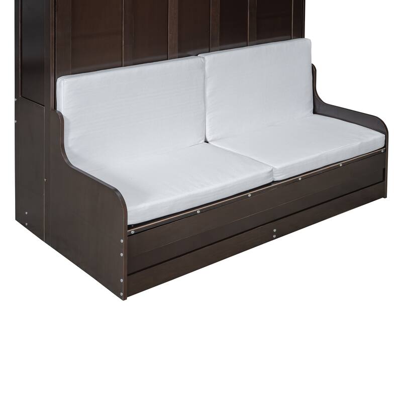 Espresso Modern Style Queen Size Multi-function Murphy Bed with Cushion for Bedroom