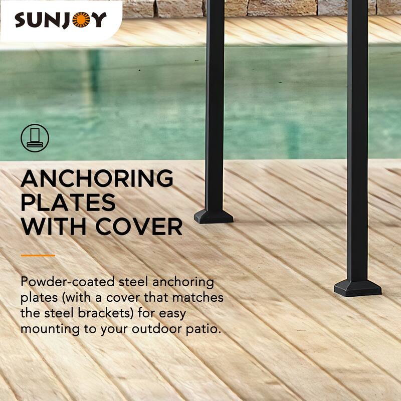 Sunjoy 5 Ft. x 8 Ft. Black Steel 2-Tier Grill Gazebo with Gray and Black Canopy