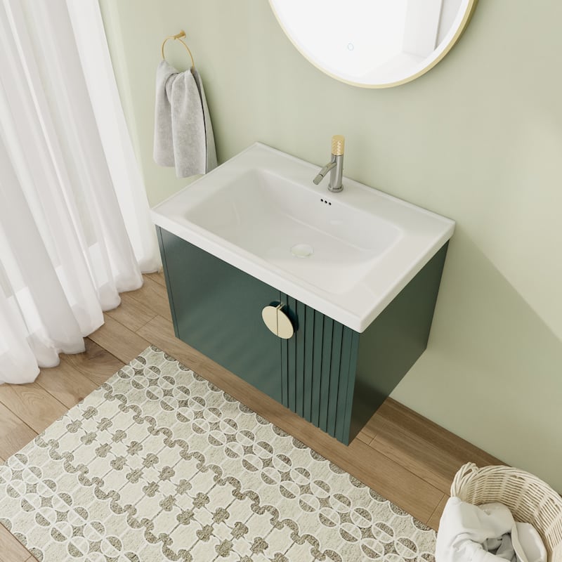 28" Floating Bathroom Vanity with Sink,Wall Mounted Bathroom Vanity with Soft Close Door