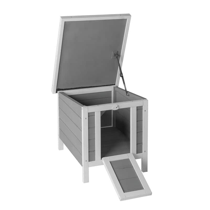 Gray Waterproof Wood Weather Resistant Animal Hutch
