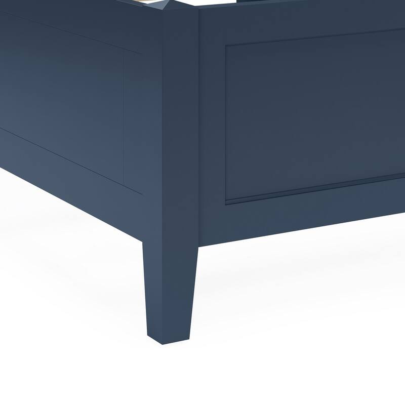 Fritz Full Size Bed, Three Panel Design, Beveled Top, Solid Wood, Blue