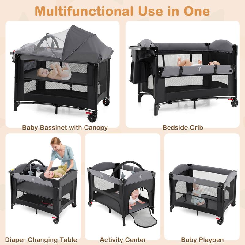 Babyjoy Baby Bassinet Bedside Crib with Changing Table Mattress - See Details