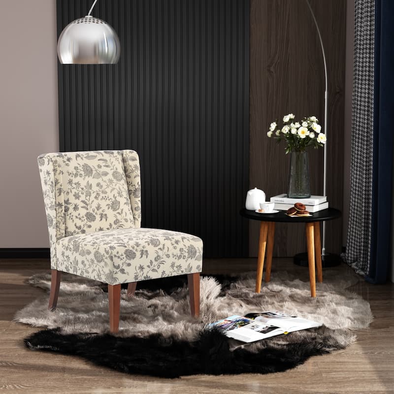 HOMCOM Upholstered Armless Accent Chair, Leisure Side Chair with Wingback - Floral Print