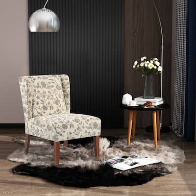 HOMCOM Upholstered Armless Accent Chair, Leisure Side Chair with Wingback