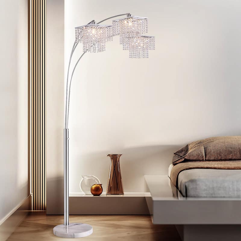 Brio 85" 3-Light Modern Crystal Arc Floor Lamp - 85