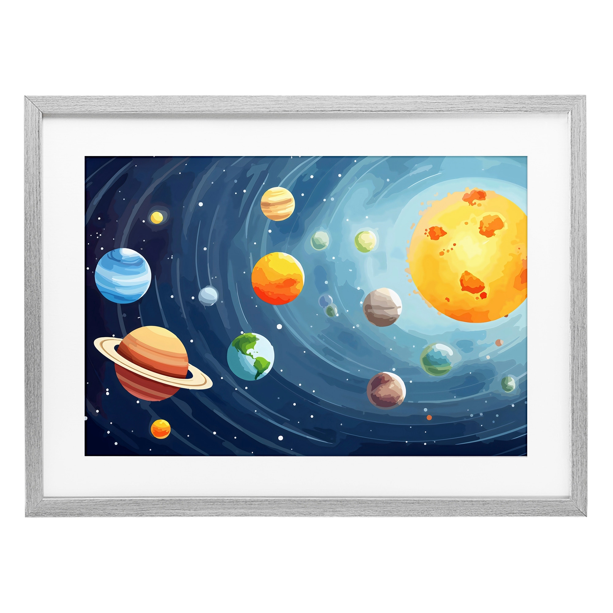 Stupell Solar System Planets Orbit Under Glass Framed Design By Creative Studio