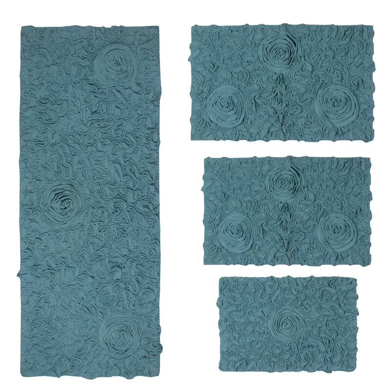 Home Weavers Modesto Collection 100% Cotton Bath Rug, Non-Slip Bath Rug, Extra Soft, Machine Wash, 4 Pcs Set with Runner