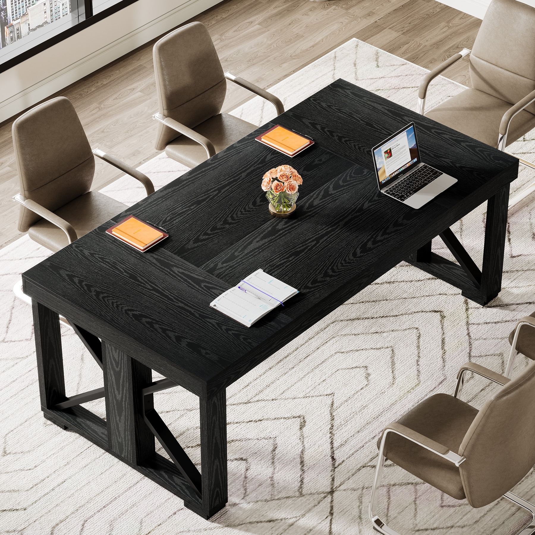 70.87" Rectangle Meeting Table with Strong Double Pedestal - 31.5"D x 70.87"W x 29.53"H