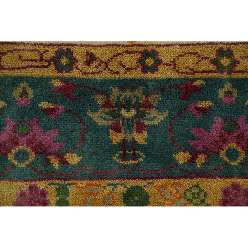 Hand-knotted Traditional Wool Beige Floral Oriental Area Rug - 9' 7'' X 7' 7''