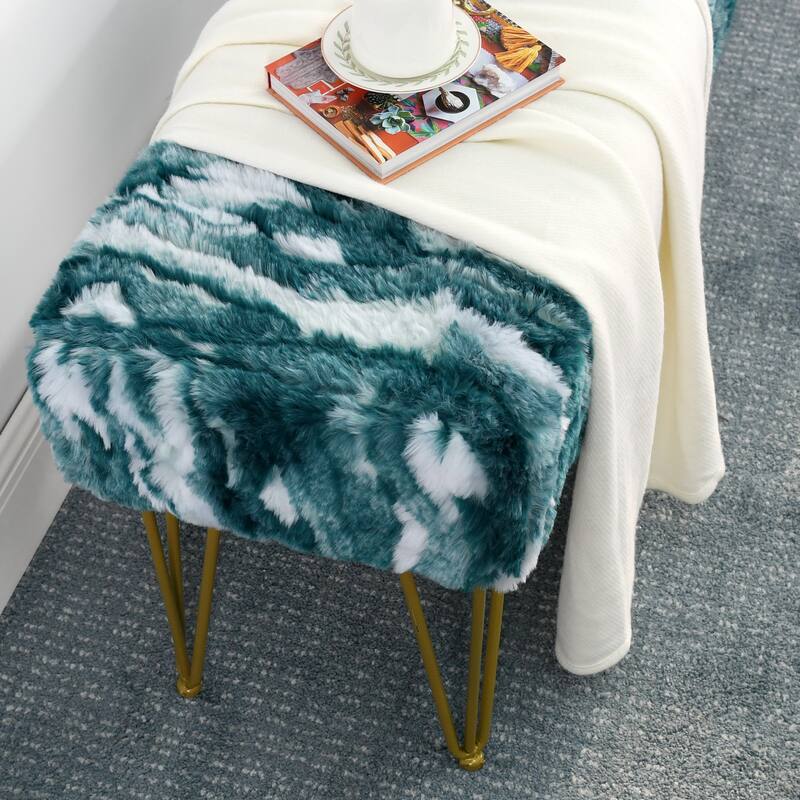 Home Soft Things Soft Fauxfur Ottoman Fuzzy Entryway Bench Seat
