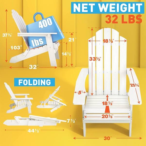 dimension image slide 2 of 6, WINSOON Set of 6 Folding Adirondack Chairs Outdoor Chairs Fire Pit Chairs