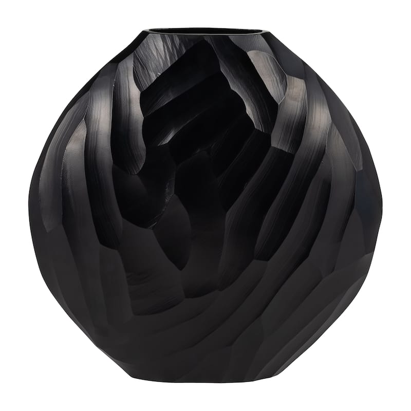 Sagebrook Home Contemporary Hammered Metal Vase - 14"x4"x14" - Black